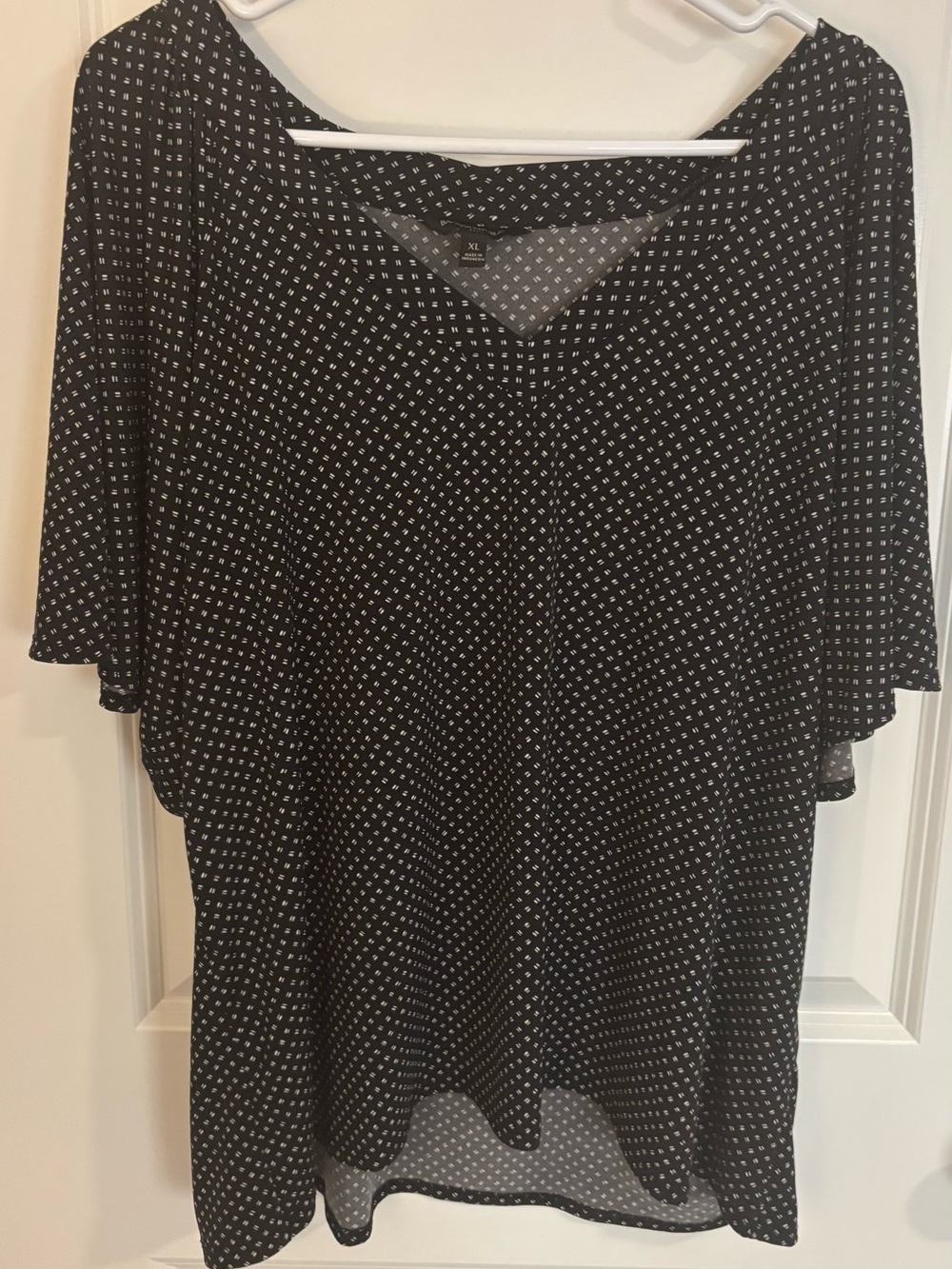 Banana Republic Black and White Dotted V-Neck Blouse
